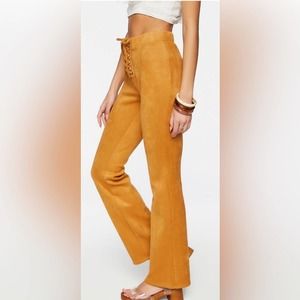 Sexy Soft Faux Suede Lace-Up Flare Pants - LARGE